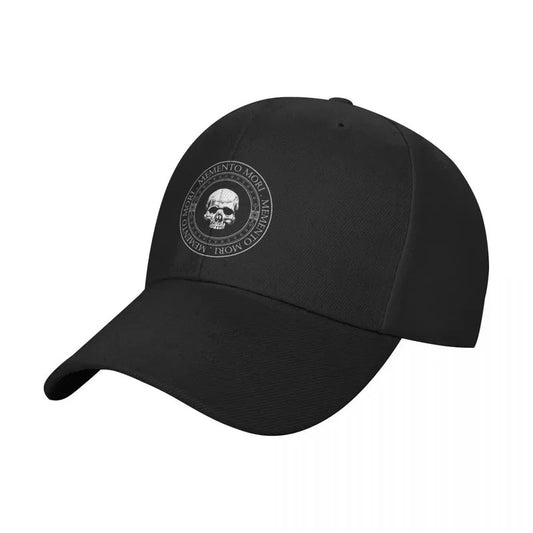 1pcMemento Mori III - Memento Mori Art - Skeleton Skull Logo - Latin Phrase Quotes Baseball Cap hats for men Men Caps Women's