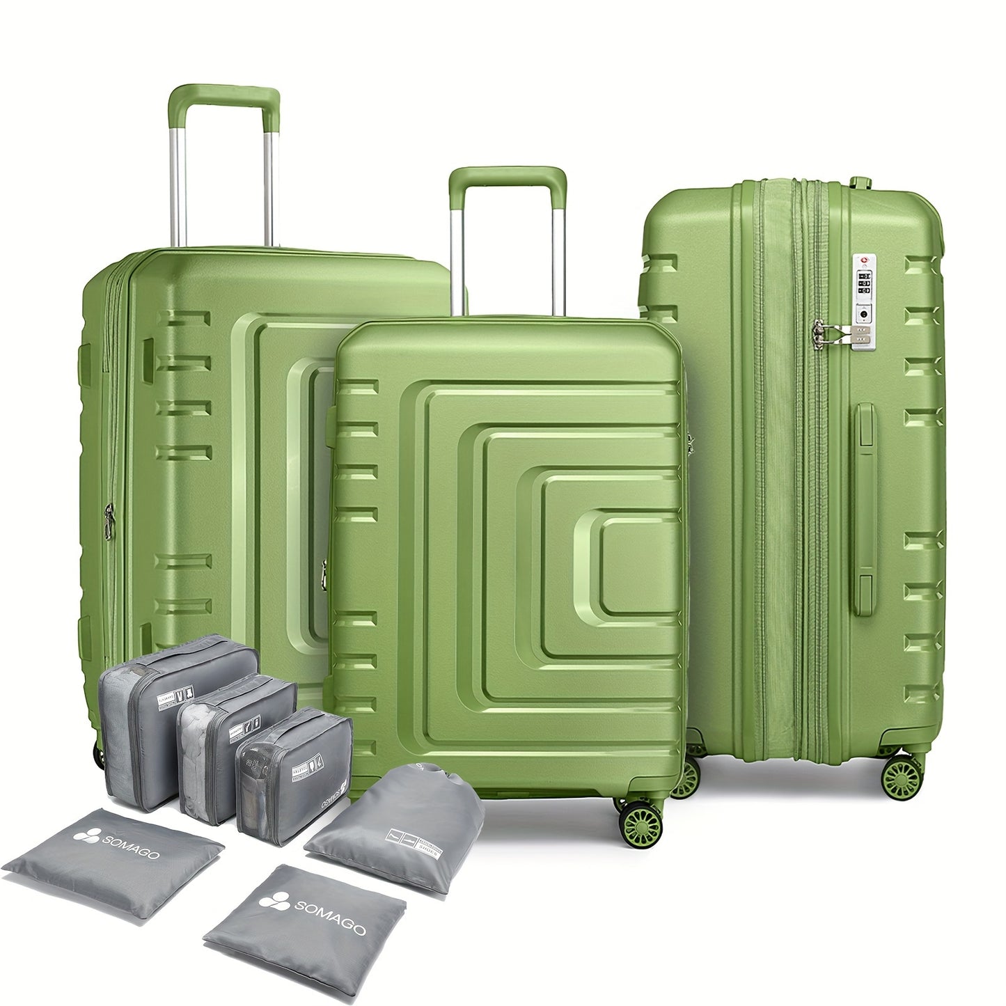 Somago Expandable Luggage Sets (20/24/28) 3 Pieces Travel Suitcases Hardside Polypropylene Material Lightweight Suitcase Set With Spinner Wheels YKK Zippers TSA Lock With 6 Pcs Packing Cube