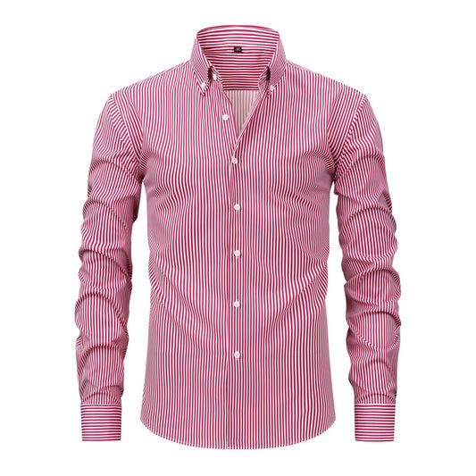 Non-ironing Anti-wrinkle Business Casual Striped Long-sleeved Men's Shirt