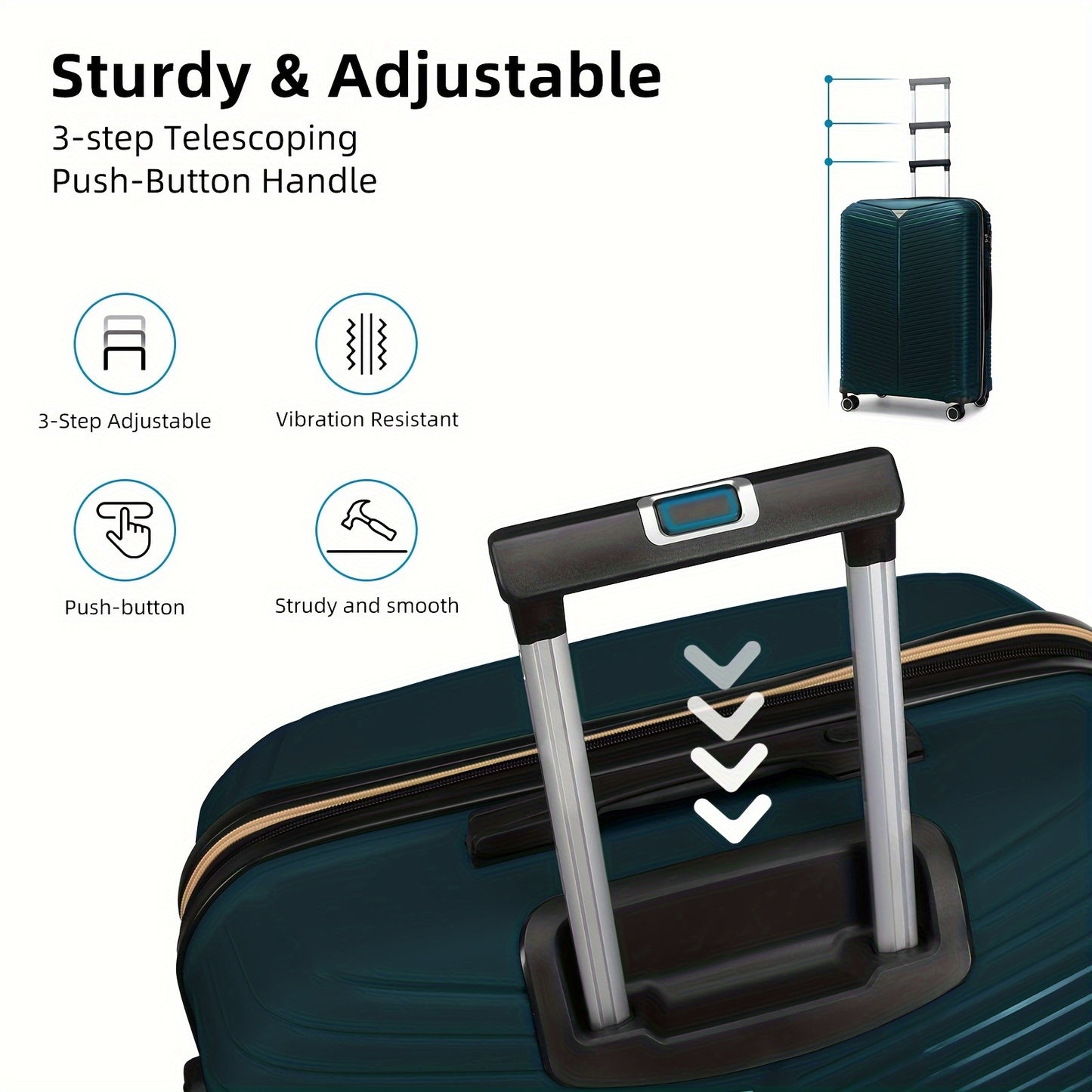 Luggage Sets 5 Piece, Expandable (Only 24"&28") PP Suitcase With Spinner Wheels, TSA Lock Durable Luggage Sets Carry On Luggage Suitcase Set For Women