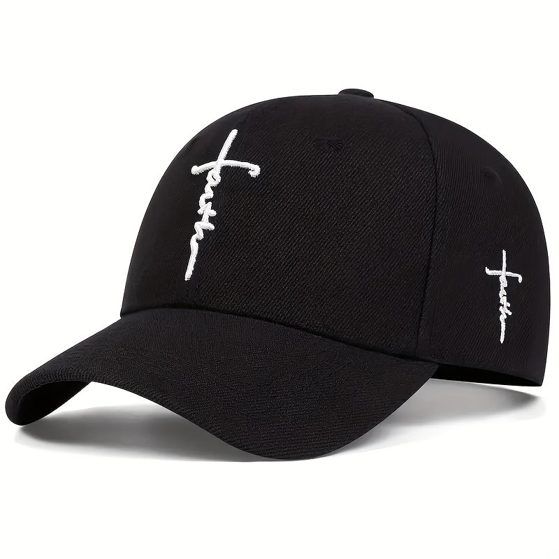 Men&#39;S And Women&#39;S Faith Embroidered Black And White Peaked Baseball Caps, Suitable for Outdoor Streets And Campuses, The Best Choice for Individuality