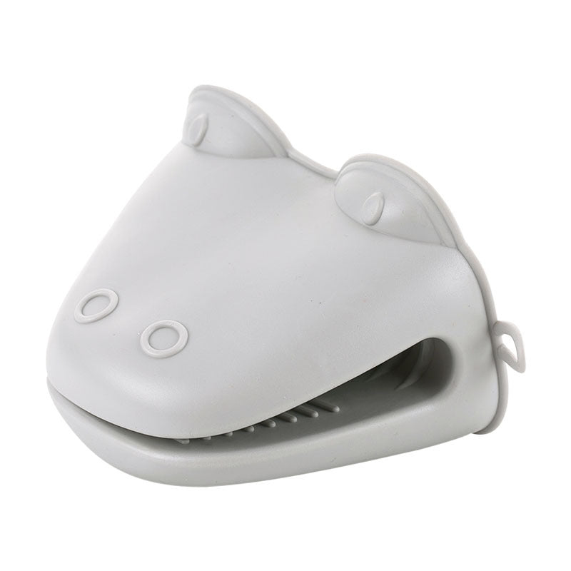 Thickened Oven Gloves High Temperature Resistant Cartoon Hippo Silicone Hand Clip