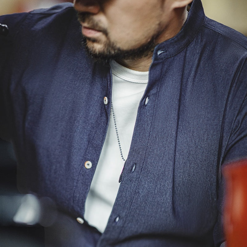 Retro Crew Neck Casual Long Sleeve Shirt Coat Men's Autumn