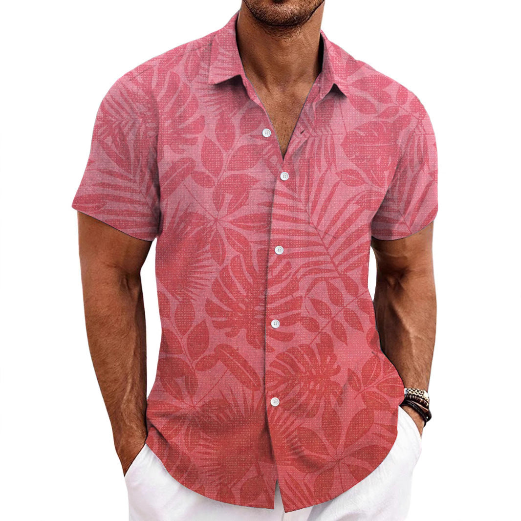 Solid Color Short Sleeve Cardigan Beach Shirt
