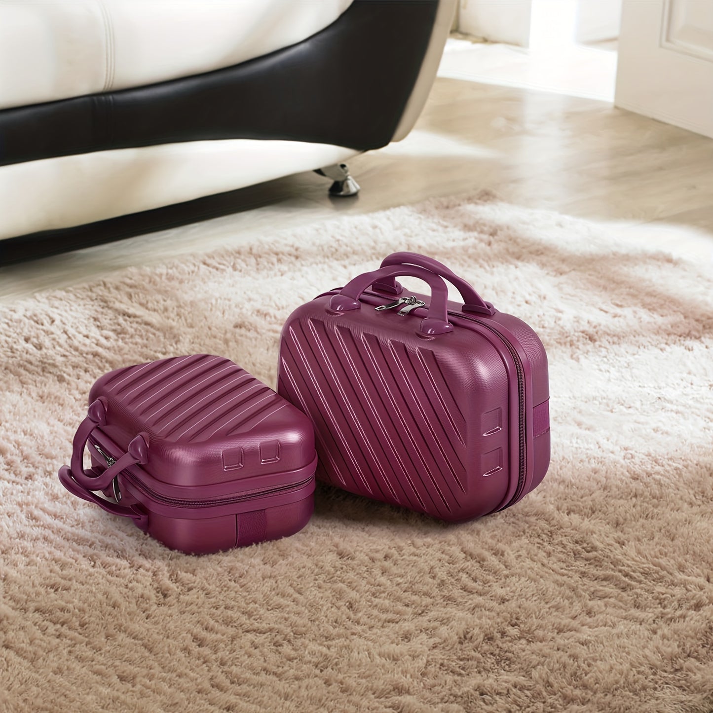 Purple 5-Piece Hardside Luggage Set With Spinner Wheels And TSA Locks, Lightweight Bag With Handle