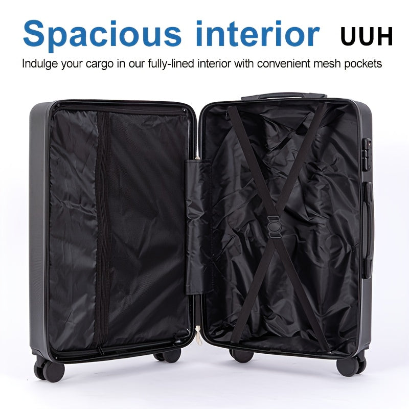 3-Piece Extra-Large Capacity Durable ABS Hardshell Luggage Set - Smooth-Glide Spinner Wheels, Telescopic Handle, Perfect for Frequent Travelers and Family Vacations with Stress-Free Organization and Long-Lasting Durability
