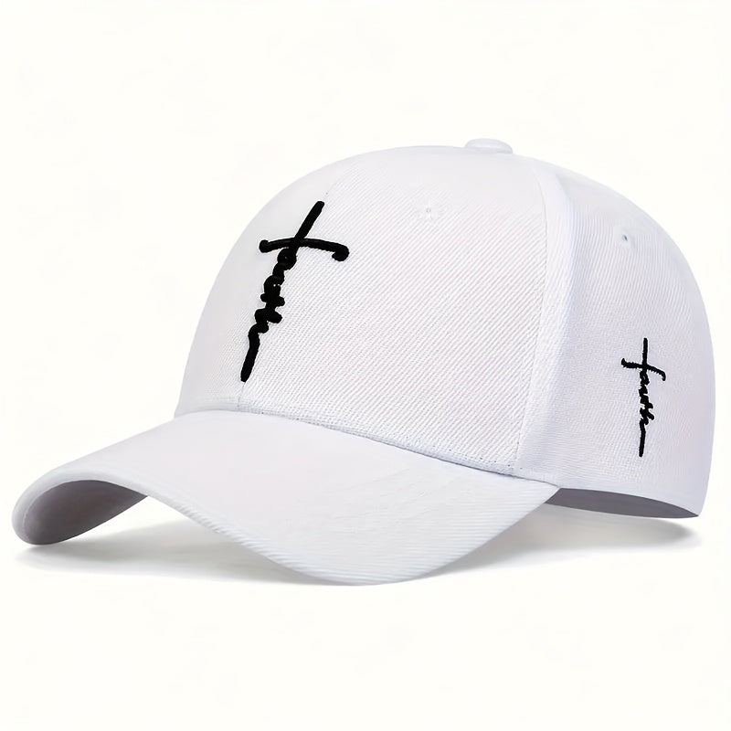 Men&#39;S And Women&#39;S Faith Embroidered Black And White Peaked Baseball Caps, Suitable for Outdoor Streets And Campuses, The Best Choice for Individuality