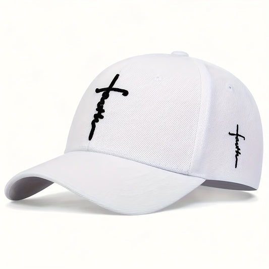 Men&#39;S And Women&#39;S Faith Embroidered Black And White Peaked Baseball Caps, Suitable for Outdoor Streets And Campuses, The Best Choice for Individuality