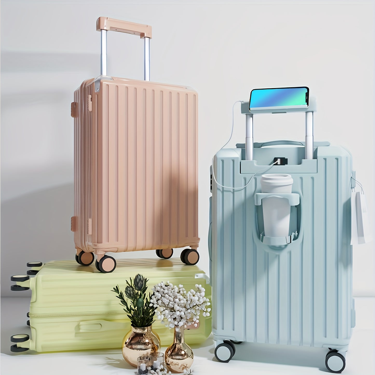 Expandable Luggage With Retractable Handle, TSA Lock, USB Charging, ABS+PC Material, Aluminum Frame, Multi-Functional Travel Bag