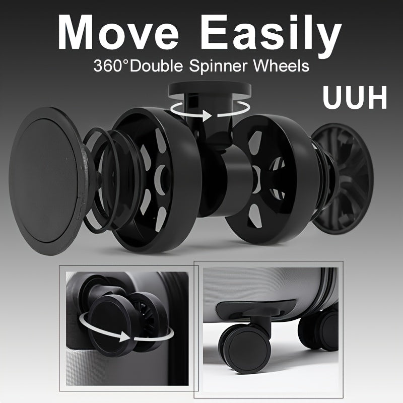 UUH-3-Piece Luggage Set-Telescoping Handle, Spinner Wheels, -Durable ABS Shell-Combination Locks, Smooth-Rolling Trolley Wheels-20/24/28 Inches Perfect For All Trip