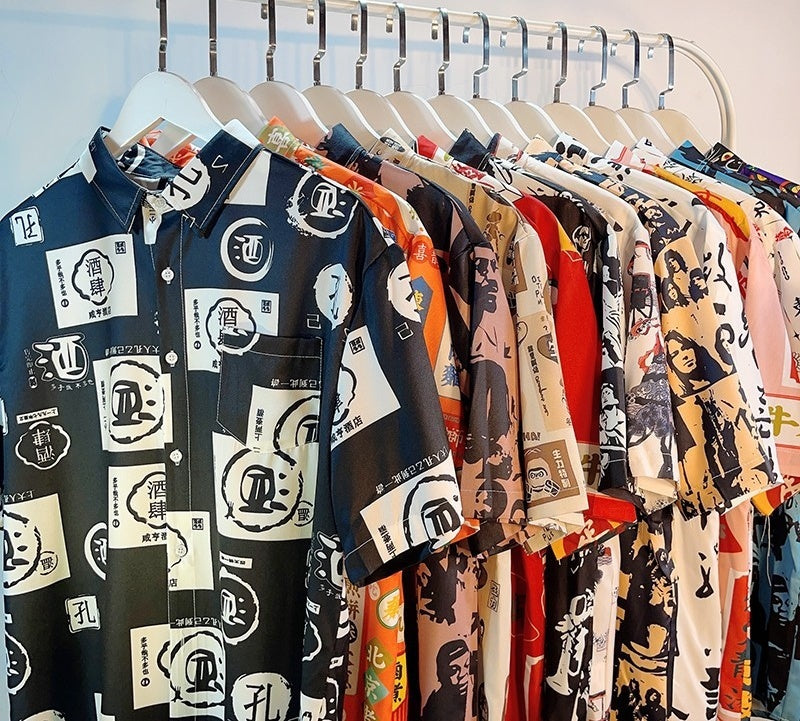 Full Printed Short Sleeve Shirt Loose