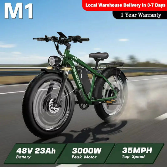 US Delivery Moobelo M1 2000W EBike 48V 22.4AH 35mph 26" Fat Tire Waterproof All-Terrain Adult EBike One-year Warranty