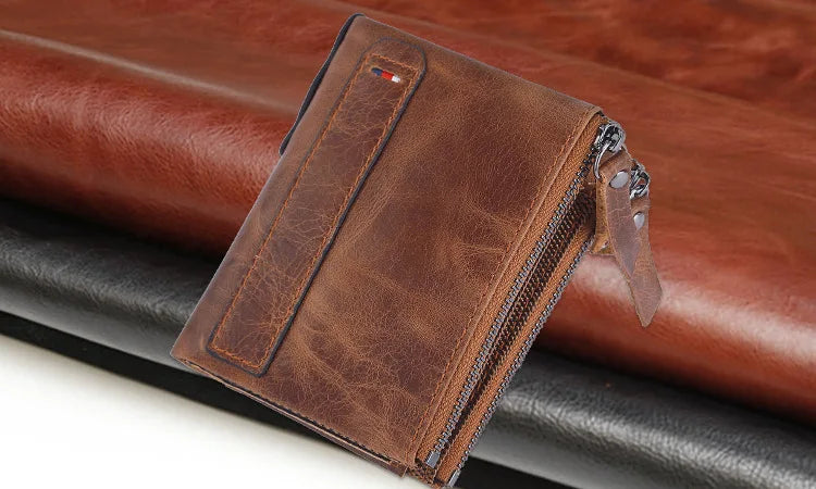Men Wallets 100% Genuine Cow Leather Short Card Holder Leather Men Purse High Quality Luxury Brand Male Wallet