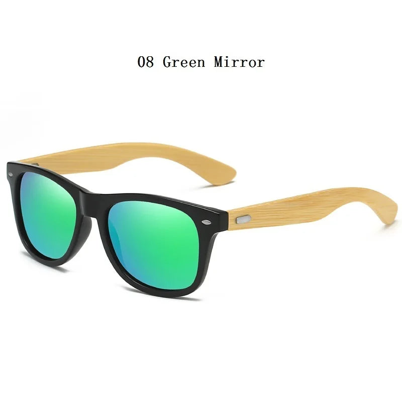 Fashionable Bamboo Wood Sunglasses Men Women Classic Square Vintage Driving Sun Glasses Black Fishing Eyewear UV400 Eyepieces