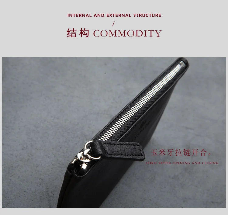 LANSPACE men's leather wallet brand thin purse fashion designer coin purses holders