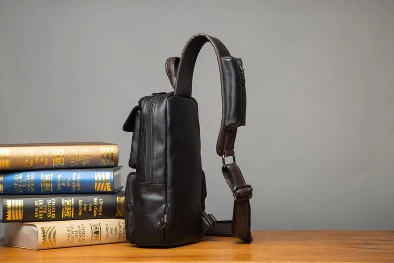 Leather Crossbody Bags for Men Messenger Chest Bag 2025 New Fashion Casual Bag Waterproof PU Single Shoulder Bags Vintage Luxury