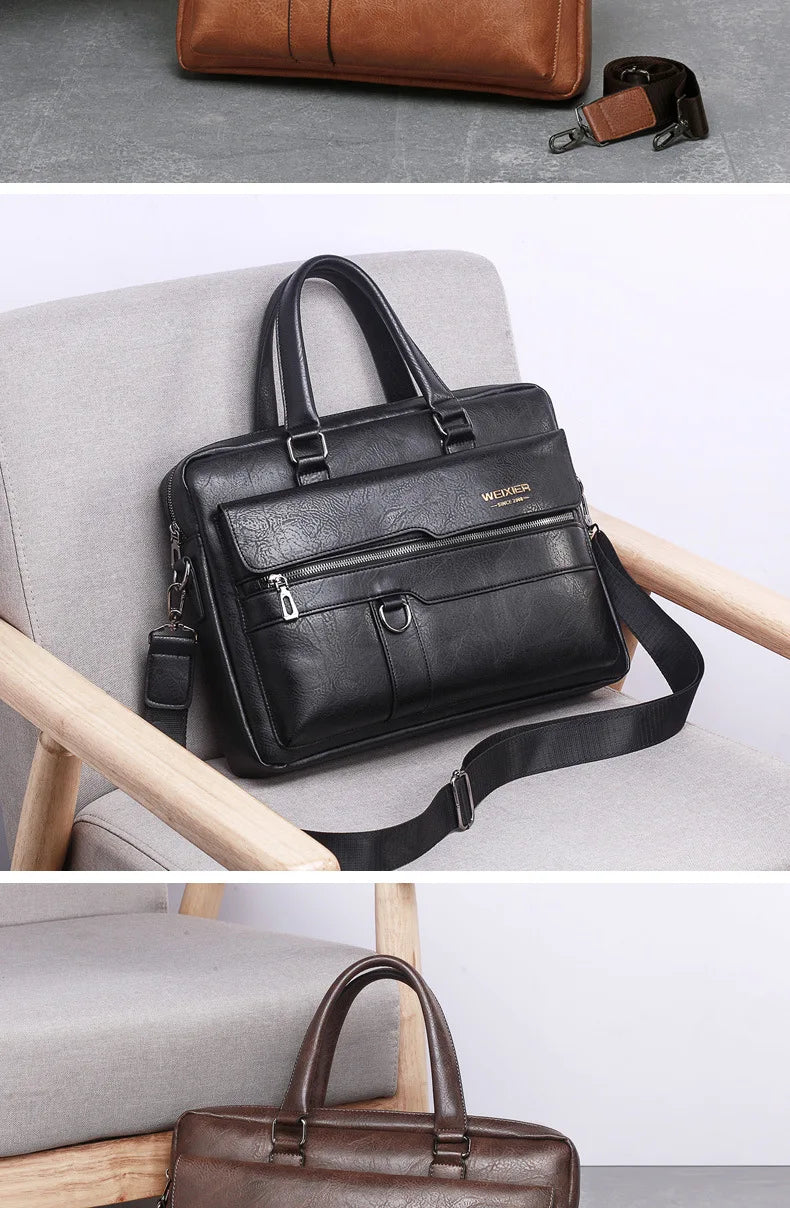 Men's Briefcase Fashion Handbags For Man Sacoche Homme High Quality New Brand PU Leather Shoulder Messenger Bags Office Handbag