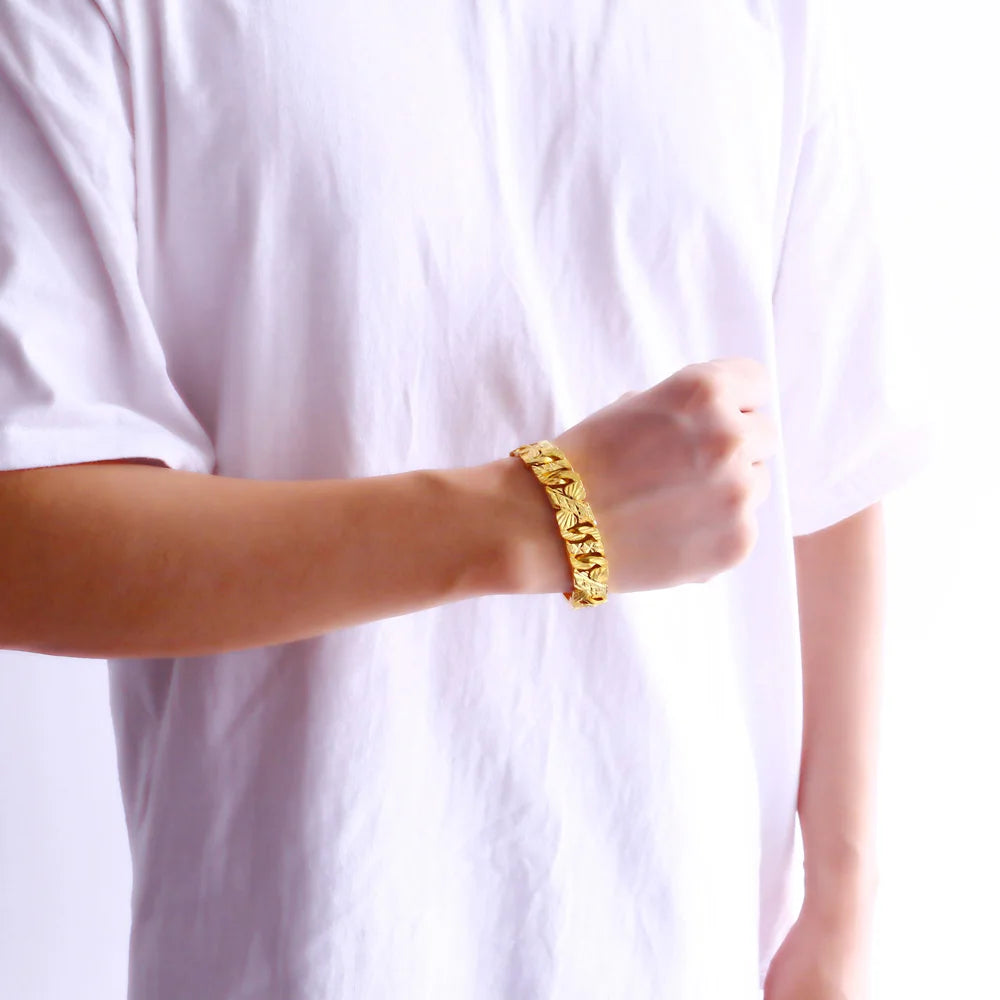 New Fashion Gold Color Jewelry 7-8 inches 100% 925 Sterling Silver Men's Bracelet Curb Cuban Link Chain Women Bracelets Bangle