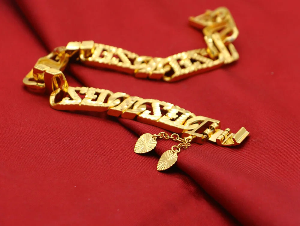 New Fashion Gold Color Jewelry 7-8 inches 100% 925 Sterling Silver Men's Bracelet Curb Cuban Link Chain Women Bracelets Bangle