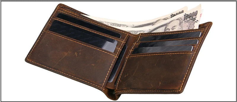 Genuine Leather Man Wallet RFID Blocking Slim Monederos Male Thin Purse High Quality Cowhide Card Wallet For Men Male