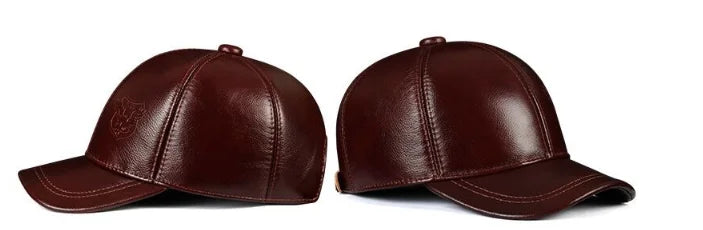 New 2025 Spring/Winter Man Genuine Leather Baseball Caps Male Casual Cowhide Belt Ear Warm 56-60 Adjustable Sprot Flight Hats