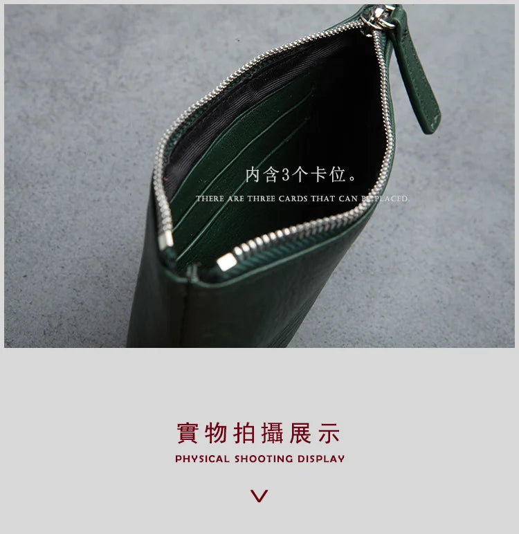 LANSPACE men's leather wallet brand thin purse fashion designer coin purses holders