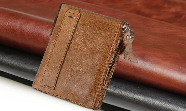 Men Wallets 100% Genuine Cow Leather Short Card Holder Leather Men Purse High Quality Luxury Brand Male Wallet