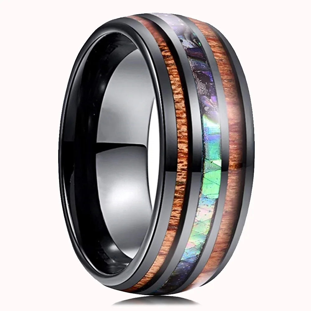 Fashion Viking Tree Of Life Stainless Steel Abalone Shell Rings For Men Odin Norse Viking Rune Rings Retro Amulet Jewelry Gift