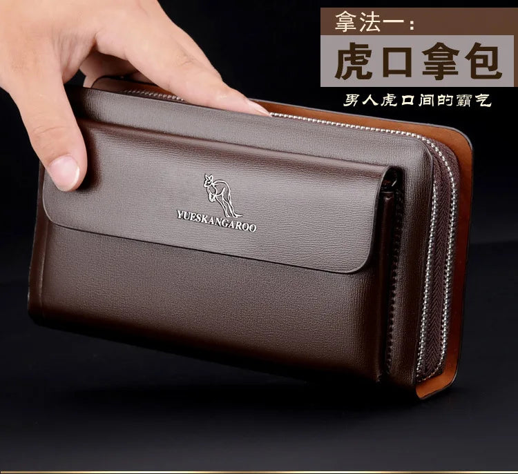 Men's Wallet Long Male Purse Vintage PU Leather Man Clutch Money Bag Wristlets Walets for Men 2025 Caibu Coin Card Holder Murse