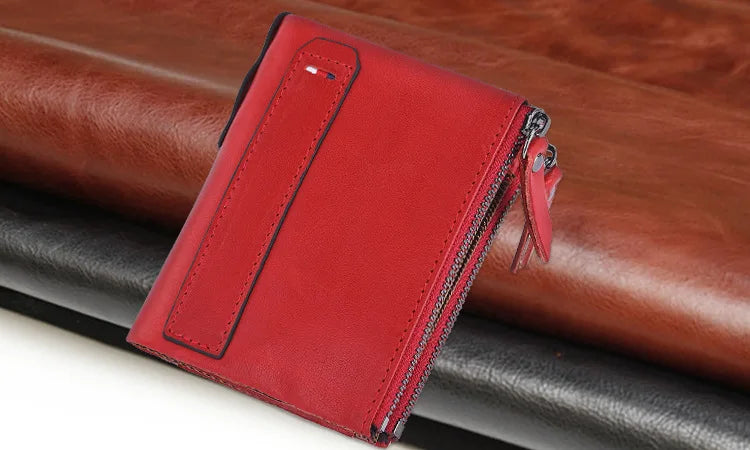 Men Wallets 100% Genuine Cow Leather Short Card Holder Leather Men Purse High Quality Luxury Brand Male Wallet