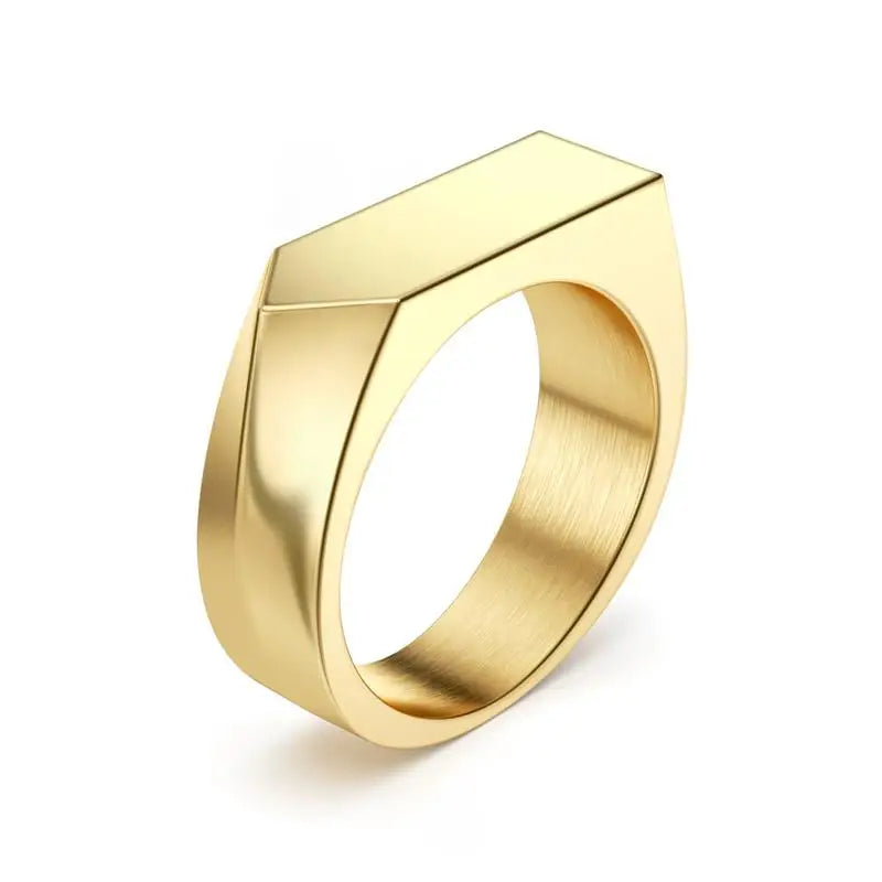 Jiayiqi Men's Ring Punk Rock Smooth 316L Stainless Steel Signet Ring For Men Hip Hop Party Jewelry Wholesale Male Wedding Anel