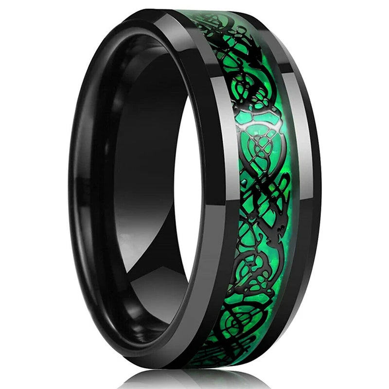 Fashion Men’s Silver Color Black Stainless Steel Ring Groove Multi-Faceted Ring For Men Women Engagement Ring Anniversary Gifts