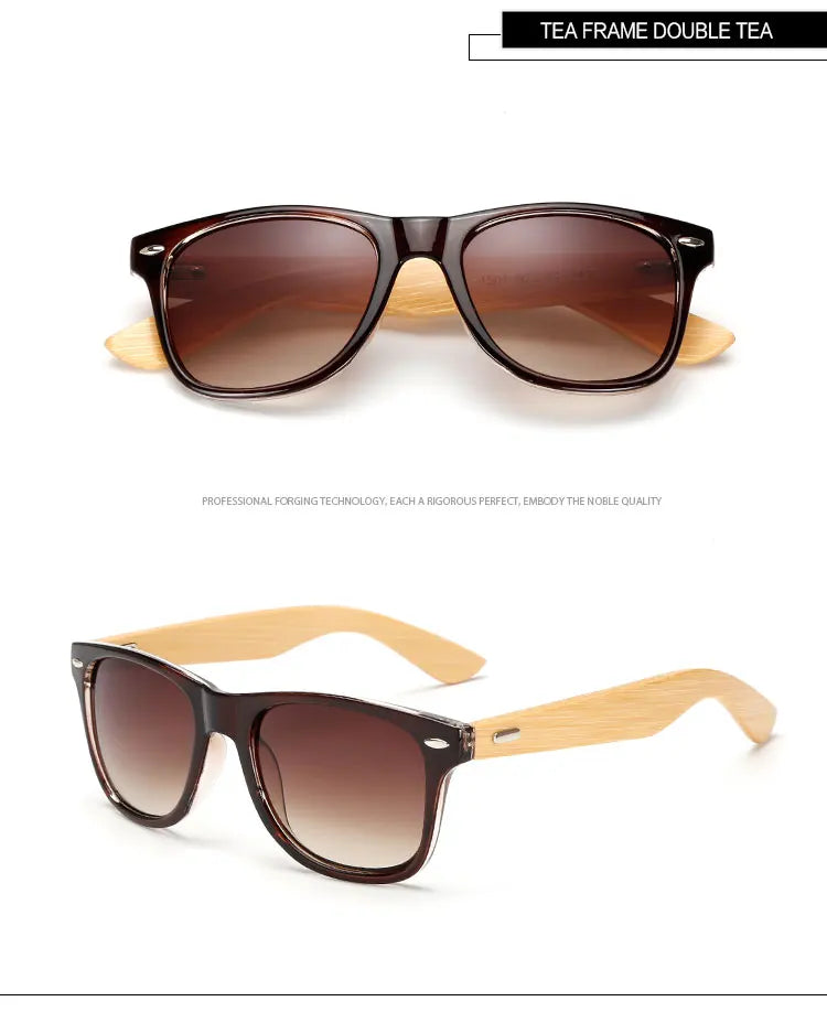 Bamboo Wood Square Sunglasses Brand Design Men Women Coating Mirror Sun Glasses Retro Glasses UV400 Shades Gafas De Sol