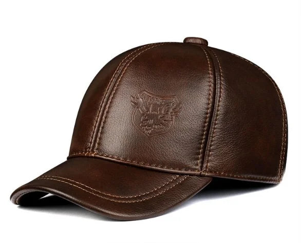 New 2025 Spring/Winter Man Genuine Leather Baseball Caps Male Casual Cowhide Belt Ear Warm 56-60 Adjustable Sprot Flight Hats