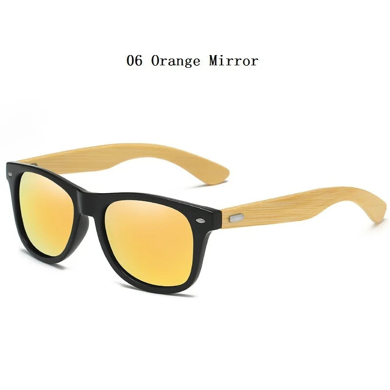 Fashionable Bamboo Wood Sunglasses Men Women Classic Square Vintage Driving Sun Glasses Black Fishing Eyewear UV400 Eyepieces