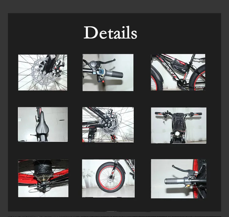 1000W 2000W power mountain bike lithium electric bicycle 48V 20Ah electric bicycle eBike electric bicycle electric snowmobile