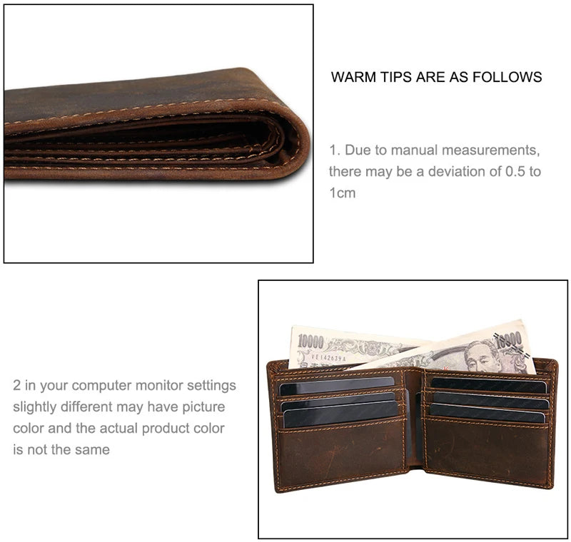 Genuine Leather Man Wallet RFID Blocking Slim Monederos Male Thin Purse High Quality Cowhide Card Wallet For Men Male