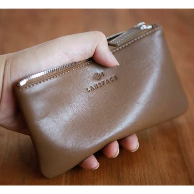 LANSPACE men's leather wallet brand thin purse fashion designer coin purses holders