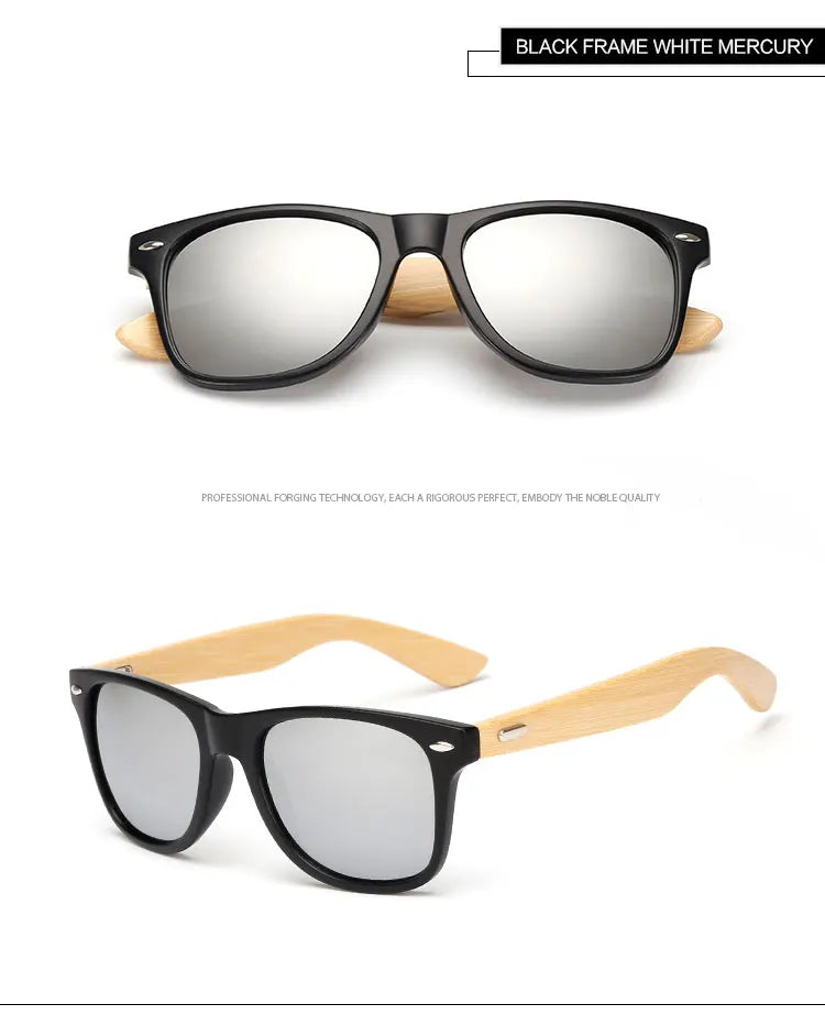 Bamboo Wood Square Sunglasses Brand Design Men Women Coating Mirror Sun Glasses Retro Glasses UV400 Shades Gafas De Sol