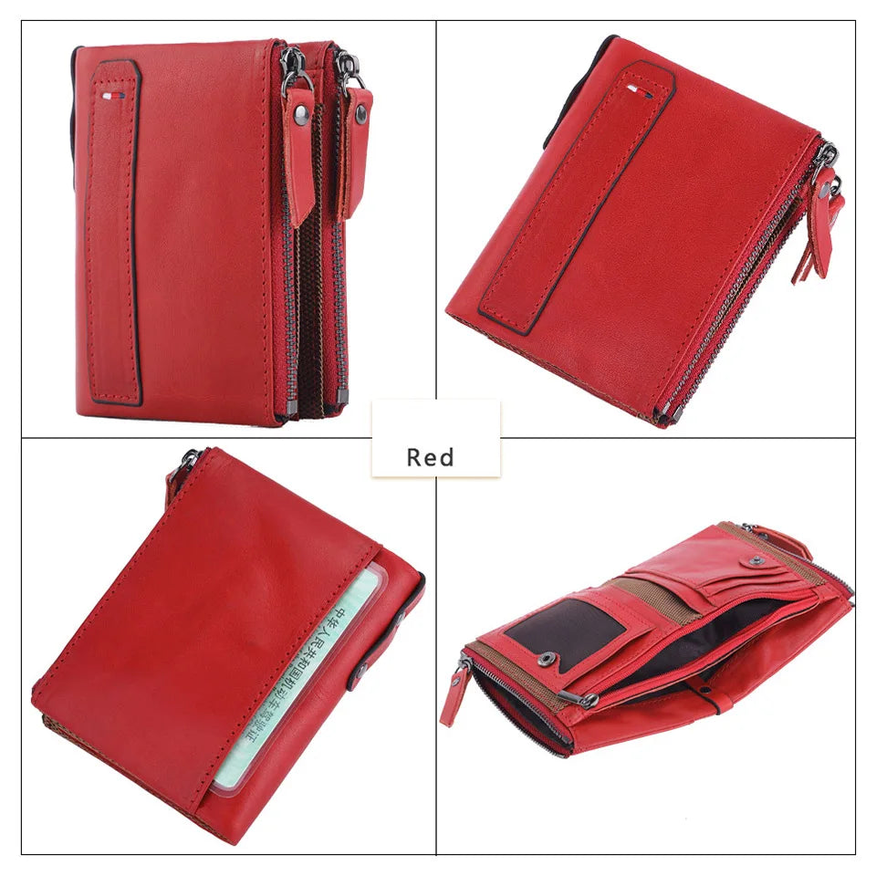 Men Wallets 100% Genuine Cow Leather Short Card Holder Leather Men Purse High Quality Luxury Brand Male Wallet