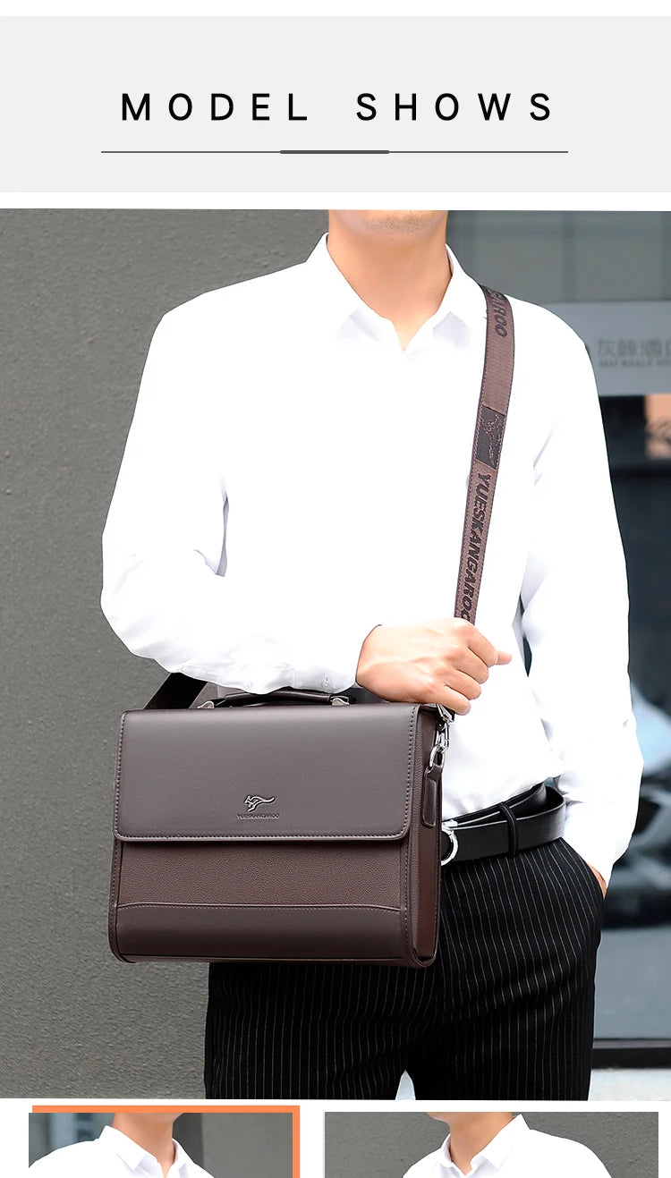 Male Handbags Pu Leather Men's Tote Briefcase Business Shoulder Bag for Men 2025 Brand Laptop Bags Man Organizer for Documents