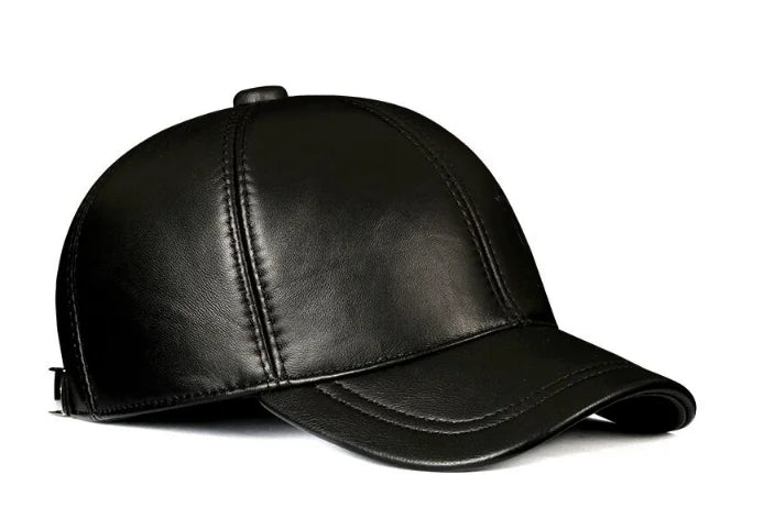 New 2025 Spring/Winter Man Genuine Leather Baseball Caps Male Casual Cowhide Belt Ear Warm 56-60 Adjustable Sprot Flight Hats