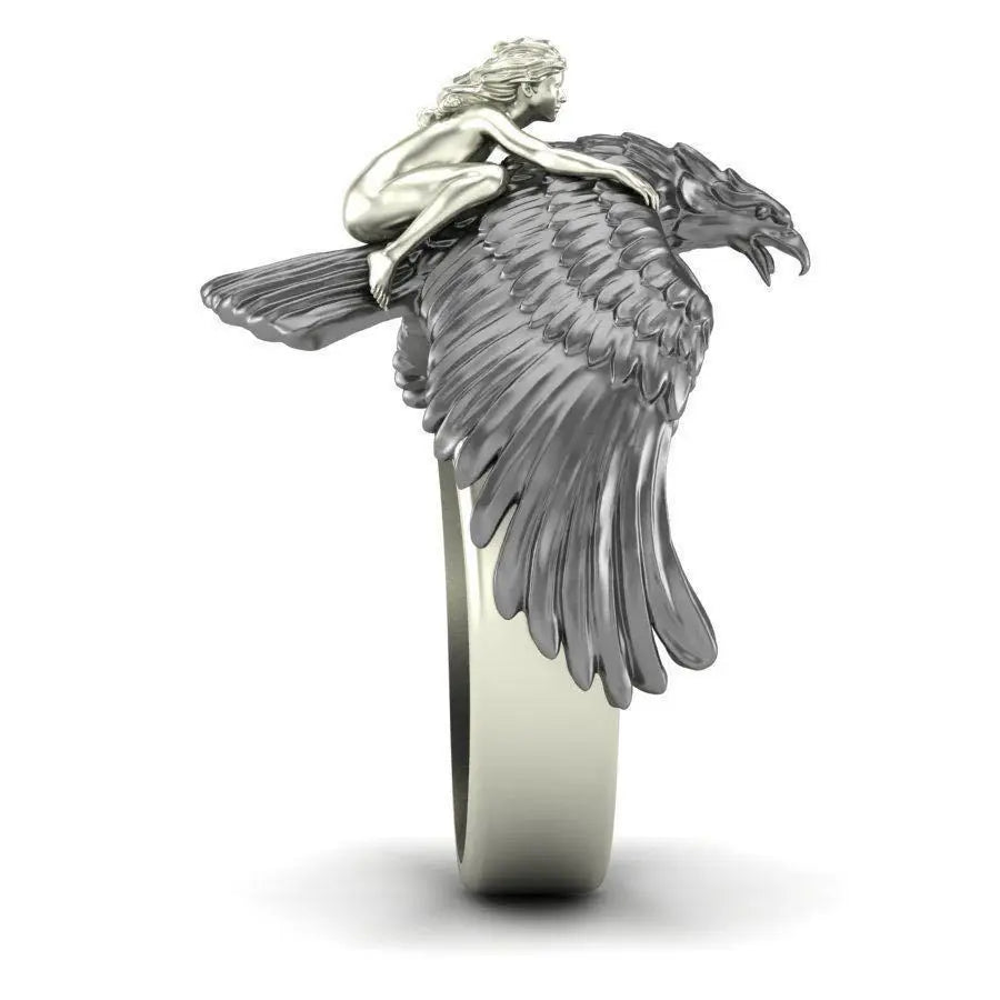 Eagle Collection ! Domineering Metal Eagle Men's Ring Punk Style Enamel Animal Male Rings Jewelry Hand Accessories Size 6-13