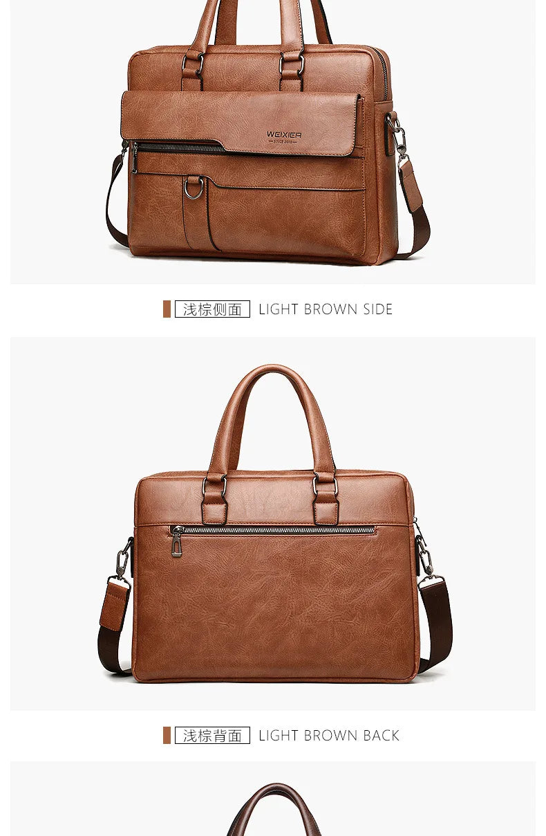 Men's Briefcase Fashion Handbags For Man Sacoche Homme High Quality New Brand PU Leather Shoulder Messenger Bags Office Handbag