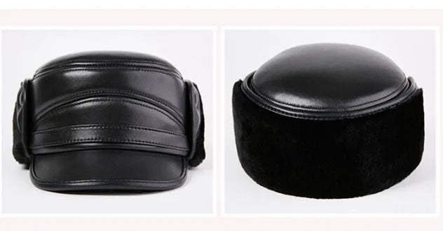 Winter Men's Genuine Leather Hat Thicken Leather Cowhide Baseball Caps With  Warm  Dad's Hats Sombrero De Cuero Del Hombre Super
