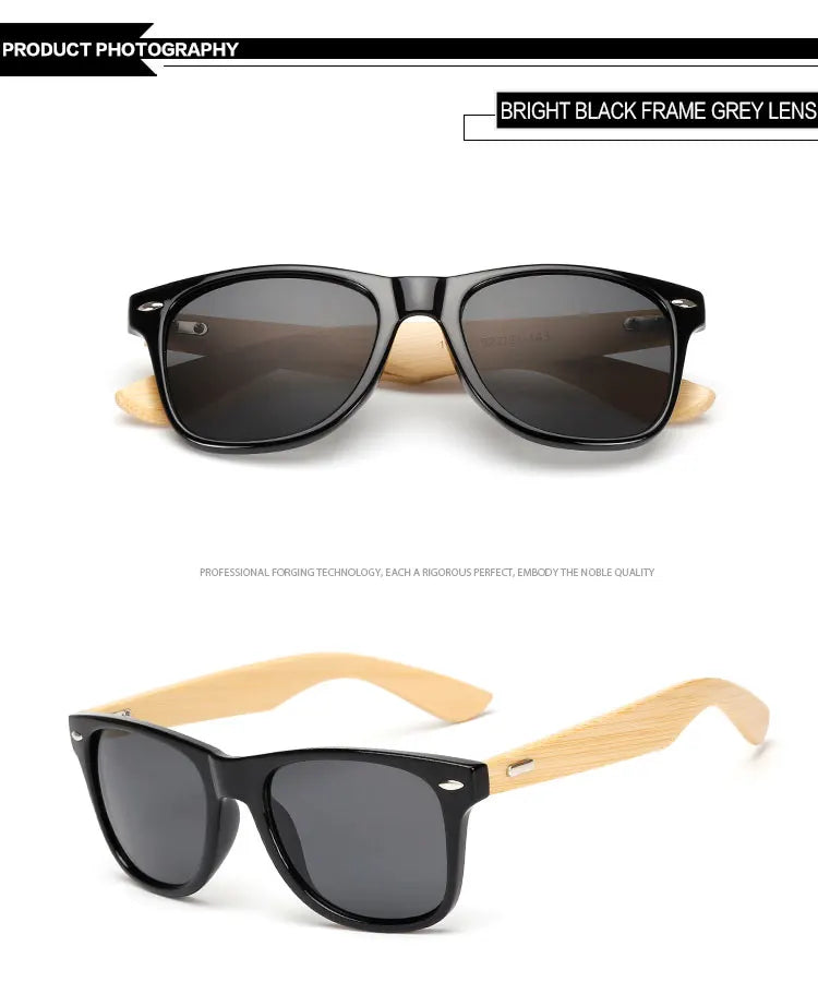 Bamboo Wood Square Sunglasses Brand Design Men Women Coating Mirror Sun Glasses Retro Glasses UV400 Shades Gafas De Sol