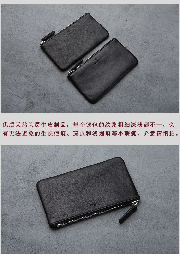 LANSPACE men's leather wallet brand thin purse fashion designer coin purses holders