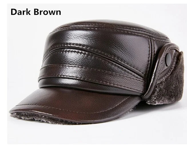 Winter Men's Genuine Leather Hat Thicken Leather Cowhide Baseball Caps With  Warm  Dad's Hats Sombrero De Cuero Del Hombre Super