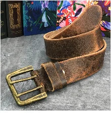 Brass Cowboy Belt Buckle Luxury Men Leather Belt Ceinture Homme Yellow Belts For Men Wide Male Strap Jeans Waist MBT0537
