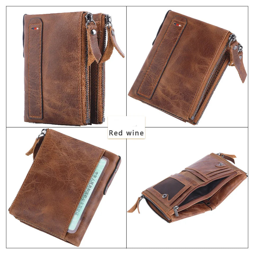 Men Wallets 100% Genuine Cow Leather Short Card Holder Leather Men Purse High Quality Luxury Brand Male Wallet